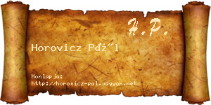 Horovicz Pál névjegykártya